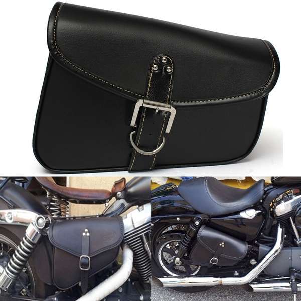 Motorcycle Motorbike Saddle Leather Bag Storage Tool Pouch For Harley
