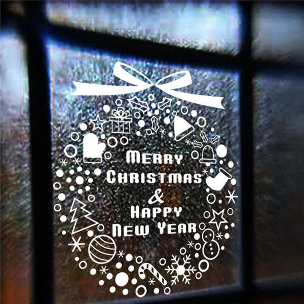 Merry ChristmasHappy New Year Wall Stickers Snowflakes Bells Christmas Tree Window Decor