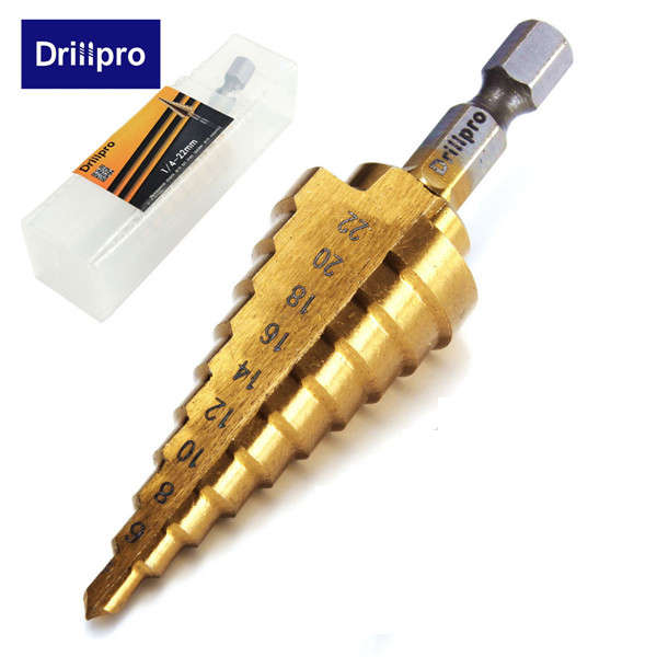 Drillpro 4-22MM Hex Titanium Step Cone Drill Bit Hole Cutter HSS 4241