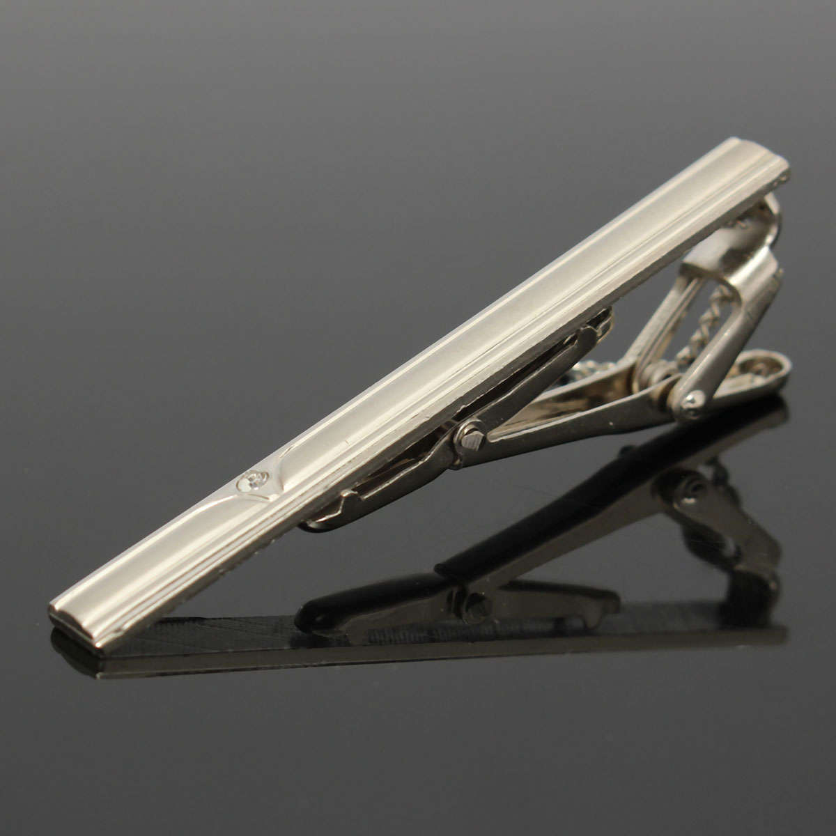 Mens Plain Silver Chrome Stainless Steel Standard Tie Clip Clasp Bars Pins Suit Accessories
