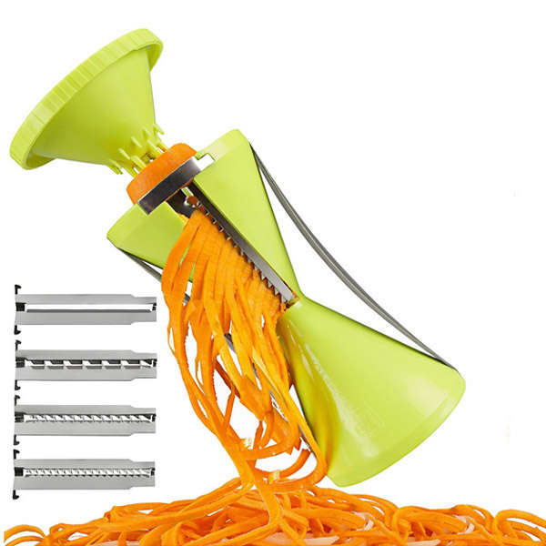 Vegetable Spiral Slicer Peeler Redesigned Handle 4 Blade Veggie Julienne Slicer Cutter