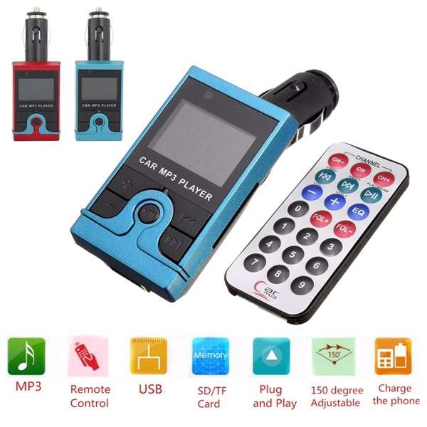 Car MP3 Music Player FM Transmitter Modulator Wireless LCD USB TF SD Remote Control