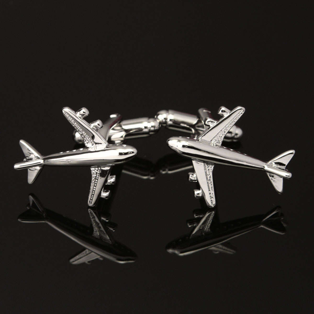 Men Male Silver Airplane Aircraft Pattern Cufflinks Wedding Gift Suit Shirt Accessories