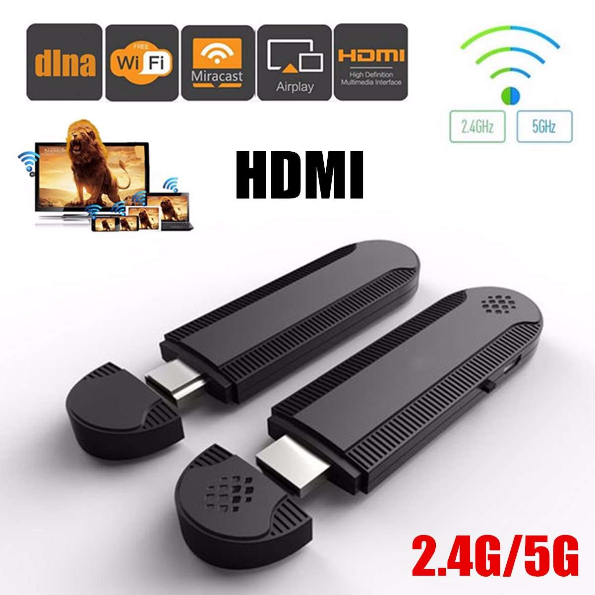 Miracast Mini 2.4G/5G WiFi Display TV Dongle Receiver 1080P HDMI Wireless AirPlay DLNA