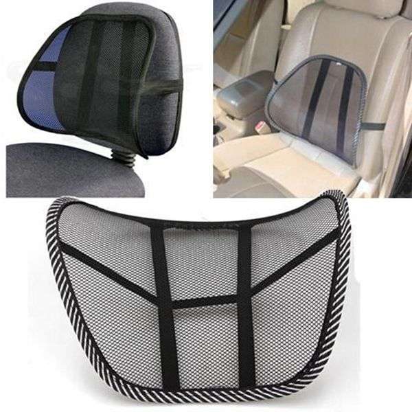 Black Mesh Lumbar Back Brace Support Car Seat Chair Cushion