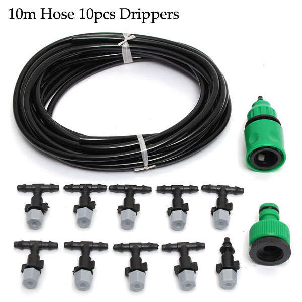 10m 33ft Gardening Plant Micro Drip Irrigation System Patio Atomization Micro Sprinkler Cooling Kit