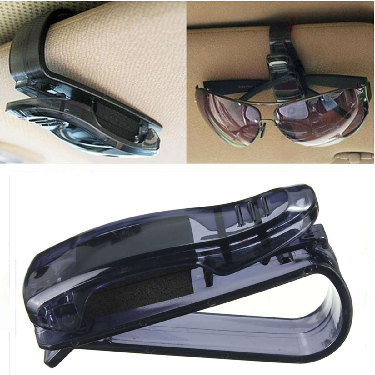 Car Auto Sun Visor Glasses Sunglasses Card Ticket Holder Clip Universal Black