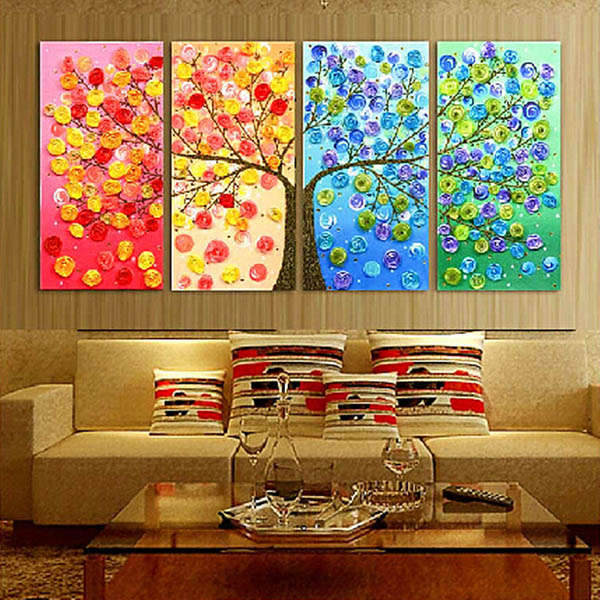 120x57cm DIY Cross-stitch Four Season Colorful Tree Printing Handmade Needlework Kit Home Decoration