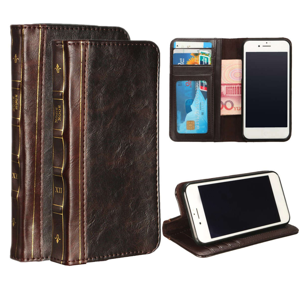 Retro Flip Wallet PU Leather Vintage Book Card Case Cover For iPhone 7/ Plus -* 4.7 Inches