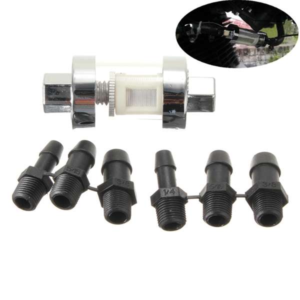6mm 8mm 9.5mm Chrome Petrol Diesel In-line Fuel Filter For Motorcycle