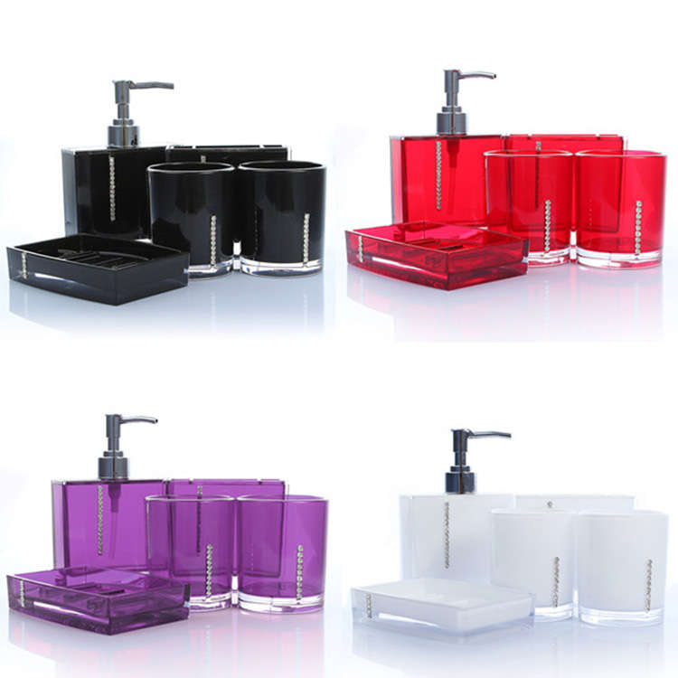 5pcs Bathroom Accessories Acrylic Toothbrush Holder Loton Dispenser Soap Dish Set