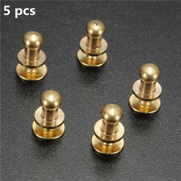 5pcs Stud Screw Round Head Solid Brass Nail Rivet Chicago Button DIY Leather