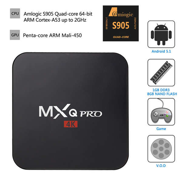 MXQ Pro 4K Ultimate KODI Android 5.1 Lollipop Amlogic S905 Quad Core 1GB/8GB TV Box Android Mini PC
