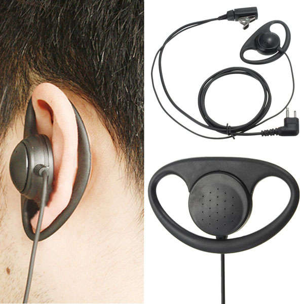 2Pin D Shape PTT Earpiece Headset with Boom Mic for Motorola Radio Walkie Talkie