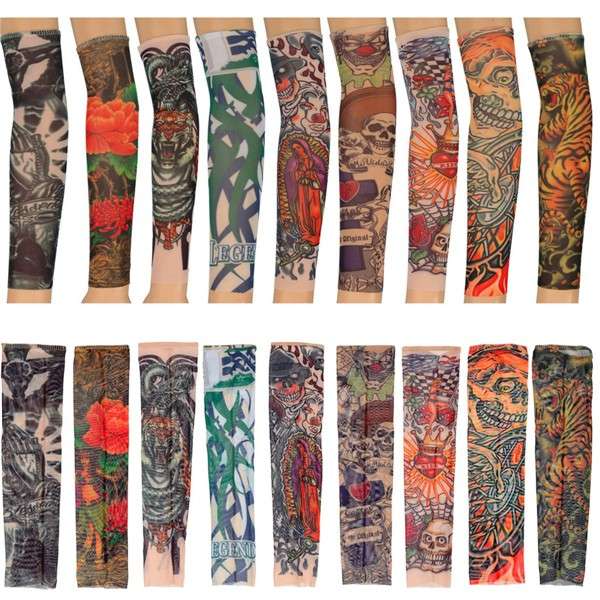 Temporary Tattoo Sleeves Kid Child Arm Stockings Nylon Stretchy