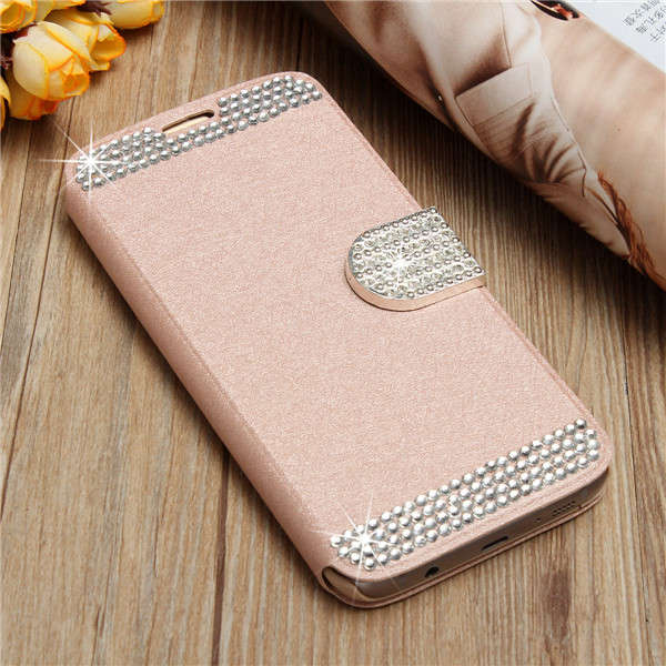 Diamond Flip Leather Wallet Card Cover Case For Samsung Galaxy S7 Edge