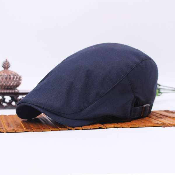 Men Women Flat Cotton Simple Solid Beret Buckle Flat Caps Outdoor Adjustable Sun Leisure Hat