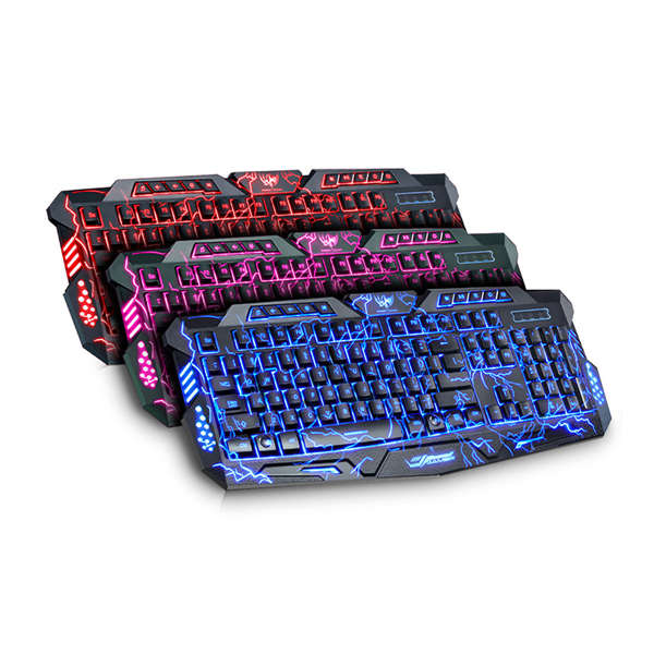 V100 Crack Illuminated LED Backlight PC Gaming Keyboard Multimedia USB Wired Keyboard