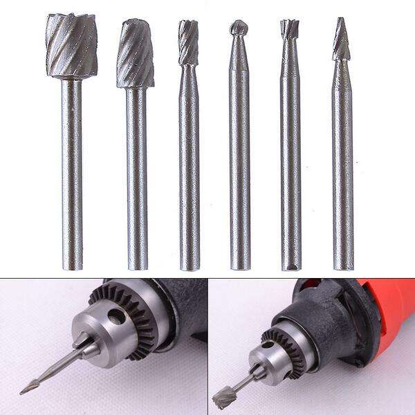 6pcs HSS Grinding Head Set Routing Router Grinding Bits Burr For Rotary Tool
