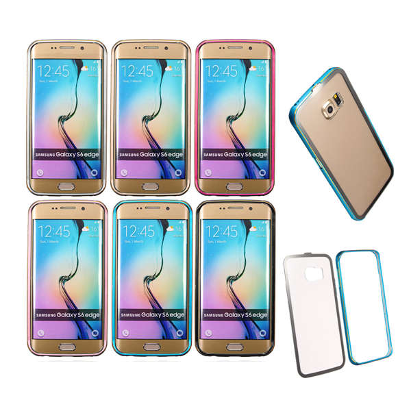 Slim Luxury Metal Frame Clear PC Hard Back Cover Case For Samsung Galaxy S6 Edge
