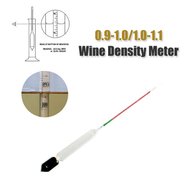 0.9-1.0/1.0-1.1 Wine Brew Alcohol Sugar Meter Hydrometer Double Color Density Meter