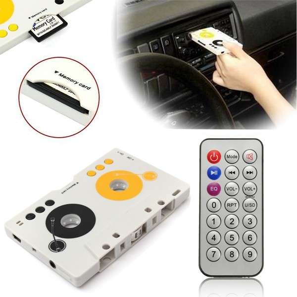 Vintage Car Tape Cassette SD MMC MP3 Player Adapter Kit With Remote Control