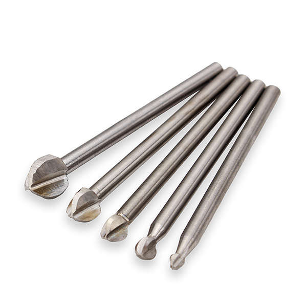 5Pcs 3mm Shank Spherical End White Steel Milling Cutter High Speed Steel Wood Carving Knife Set