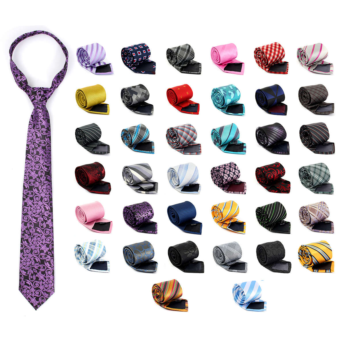 50 colors Men Tie Polyester Hanky Cufflinks Set Neckwear Wedding Business Accessories