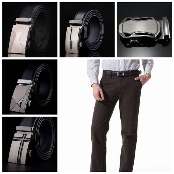 Men Belt Business Buckle Silver Alloy Metal Automatic Agio
