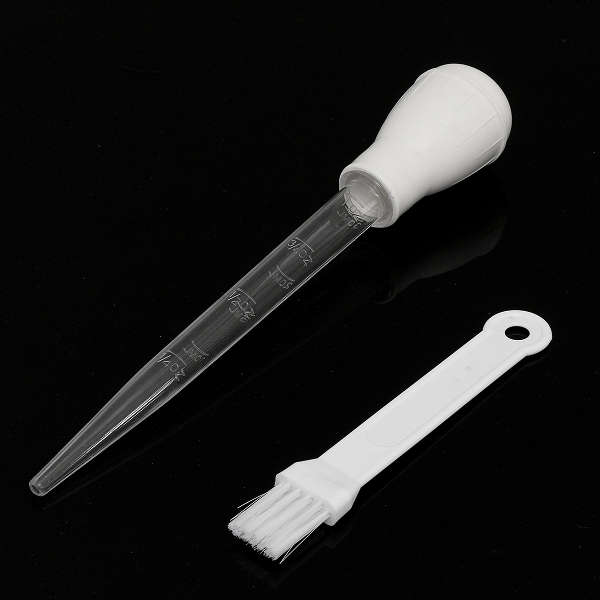 Clear Baster Syringe Pump Pipe Tube & Brush For Chicken Turkey Poultry Meat BBQ