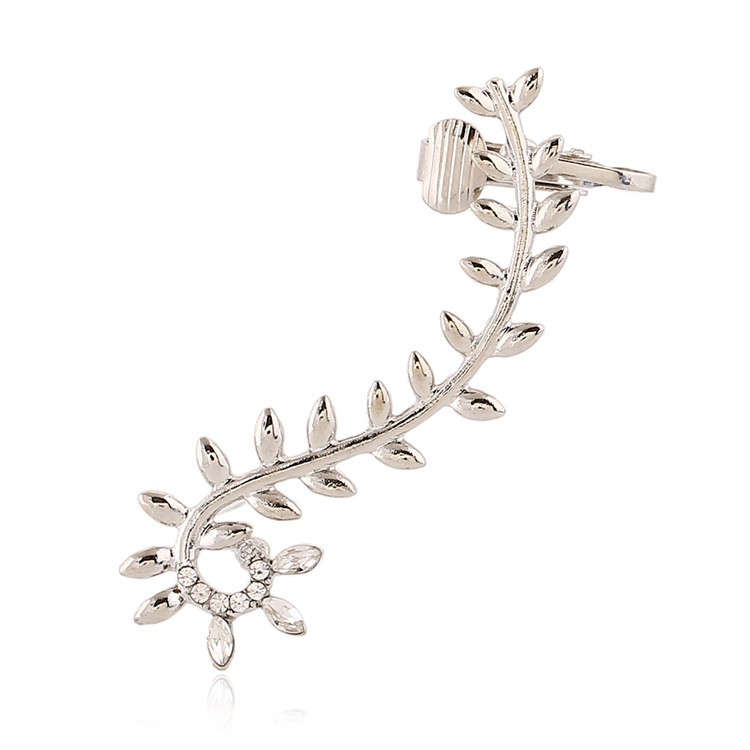 1pc Leaf Crystal Rhinestone Ear Cuff Earring Gold Silver Plated
