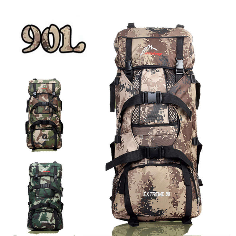 90L Outdoor Trekking Backpack Rucksack Mountaineering Shoulder Bag Camo For Camping Hiking