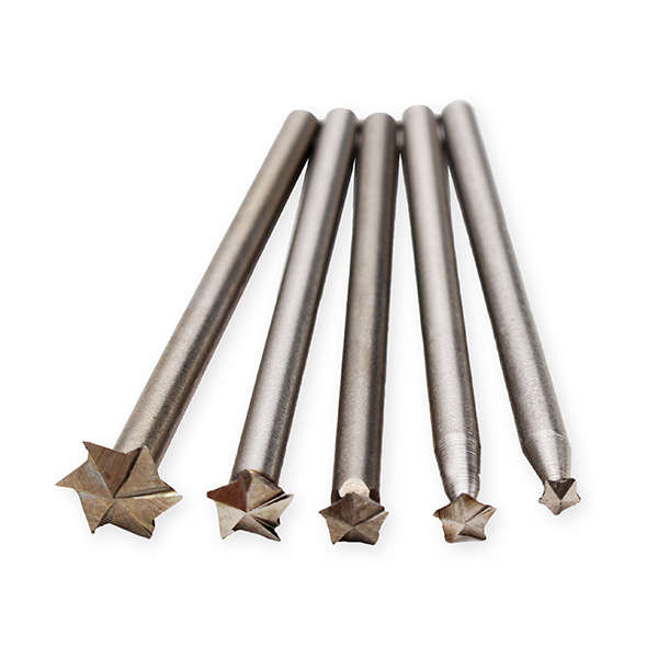 5Pcs 3mm Shank White Steel Star End Milling Cutters High Speed Steel Wood Carving Knife Set