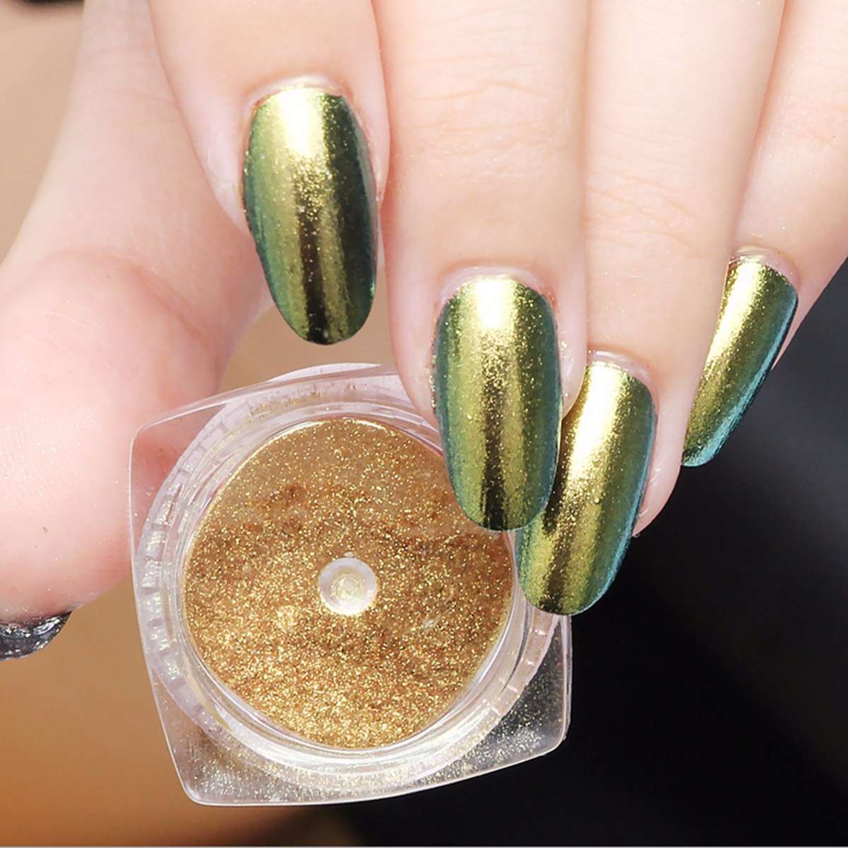 6 Colors Shining Metallic Nail Art Powder Glitter Shimmer Sequins Chrome Dust Pigment Manicure  -* 0