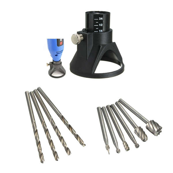 Drill Carving Locator with 4pcs 3mm Twist Drills and 6pcs Wood Milling Burrs for DremelRotary Tools