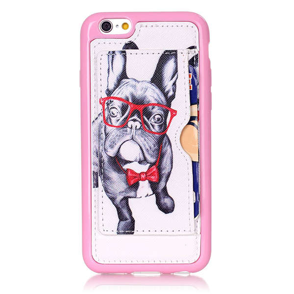 Fashion Pattern Glasses Dog Creative Back Holder Protector Case For iPhone 6/6s Plus