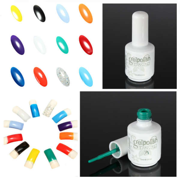 12 Colors 15ml Nail Art Soak Off UV Gel Polish