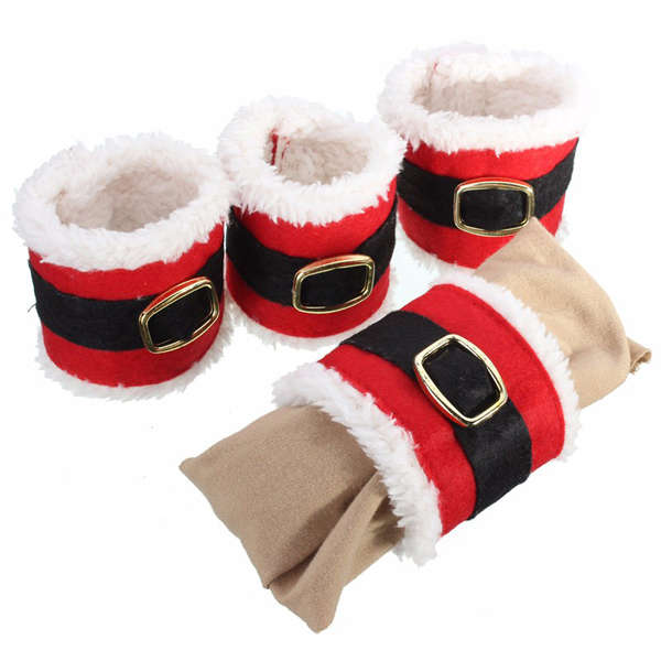 4PCS Christmas Serviette Holder Napkin Rings Dinner Table Decor