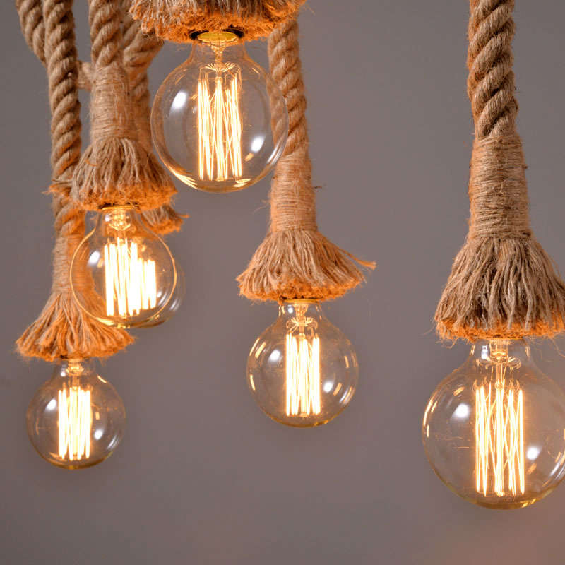 Vintage Retro Rope Pendant Light Loft Creative Industrial Lamp For Living Room AC 90-260V