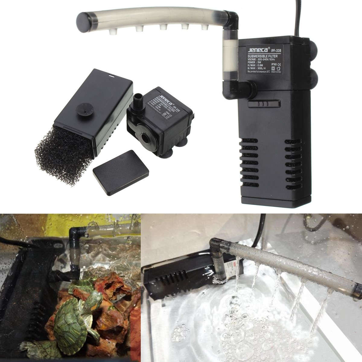 300L/H Aquarium Fish Tank Internal Submersible Filter Pump With Spray Bar