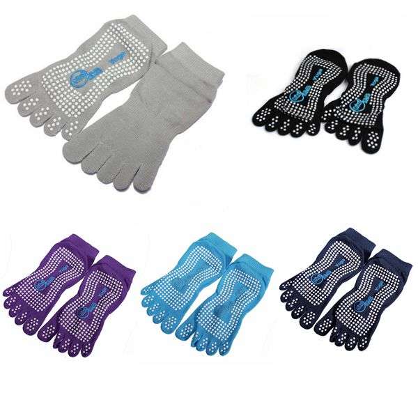 Elastic Cotton Yoga Sock Nonslip Full Toe Grip Fitness Silicon Massage Dots Sock 5 Colors