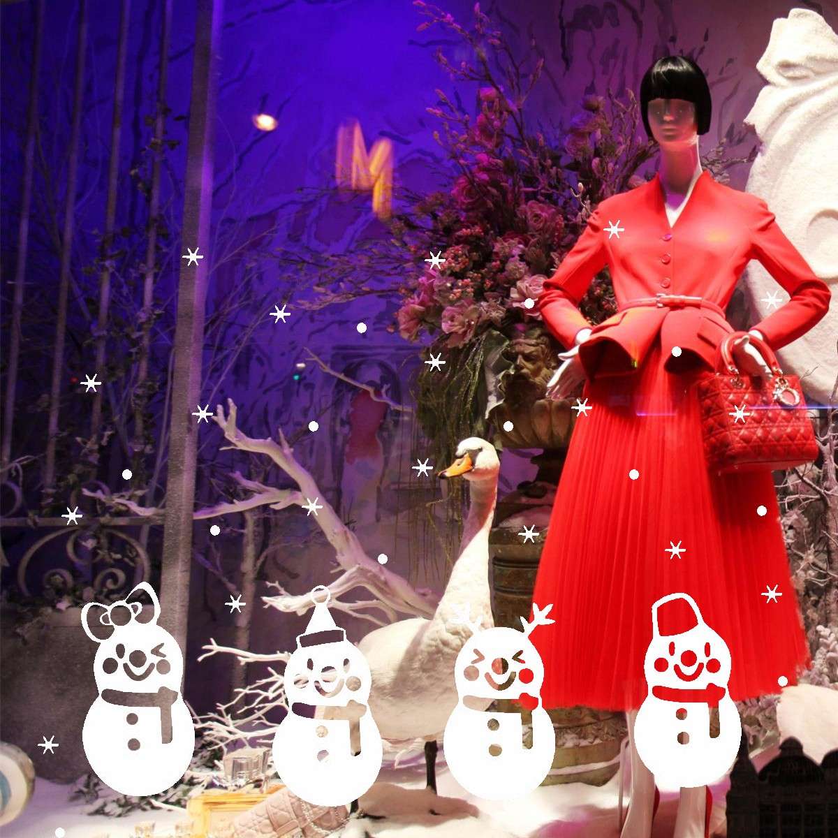 Merry Christmas Snowflake Snowman Wall Sticker Window Wall Sticker Decor