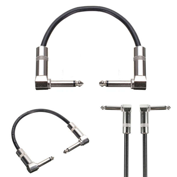 5pcs 6.35mm Right Angle Jack Plug Guitar Patch Lead Effects Instrument Cable Cord