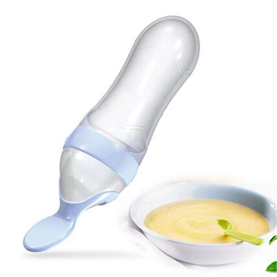 Baby Toddler Food Dispensing Feeding Spoon Silicone Squeeze Safe Supplement Rice Bottles Supplies