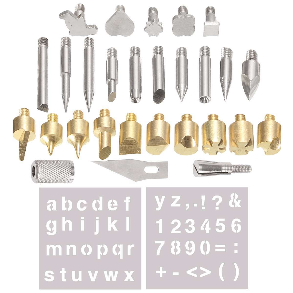 28pcs Wood Burning Pen Extra Tips and Stencils Soldering Iron Burner Hobby Kit Pyrography Wood Burn