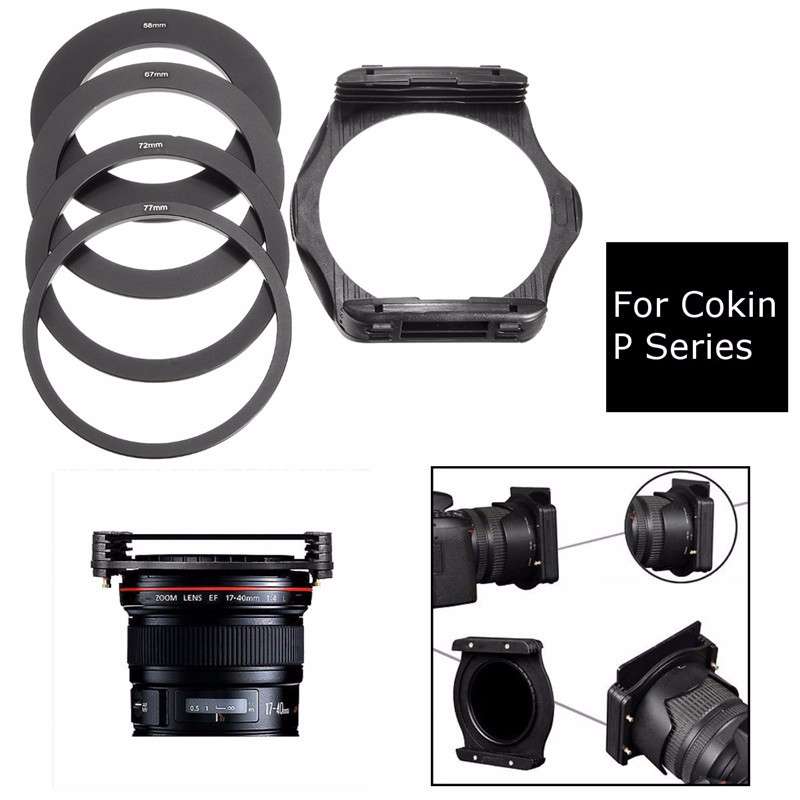 4pcs 58mm 67mm 72mm 77mm Adapter Ring Lens Filter Holder Set For Cokin P Series
