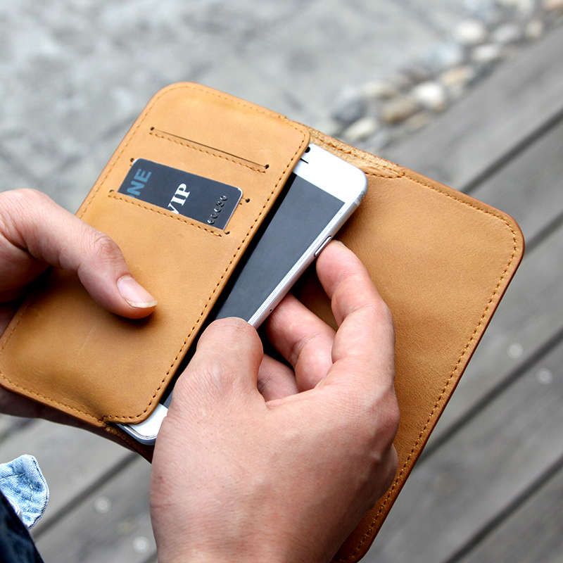 For iPhone 7 6 6S 5 5S SE  Samsung D-park 2 In 1 Genuine Leather Wallet Sleeve Case With Card Slots