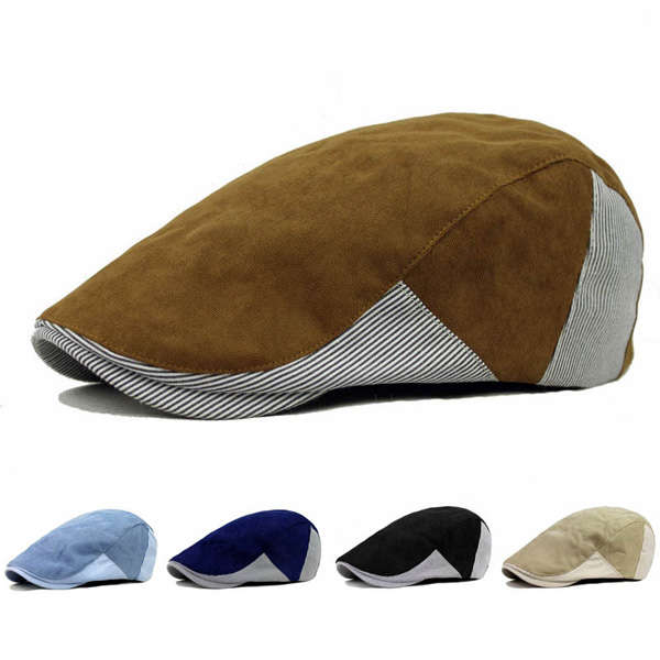 Unisex Men Women Corduroy Cotton Beret Hat Buckle Adjustable Paper Boy Newsboy Cabbie Golf Cap