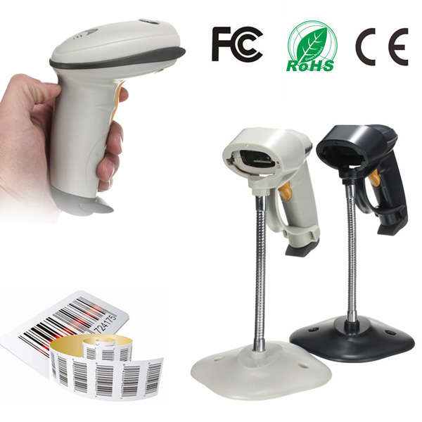 Automatic Barcode Scanner USB Laser Scan Bar Code Reader With Stand Handheld POS