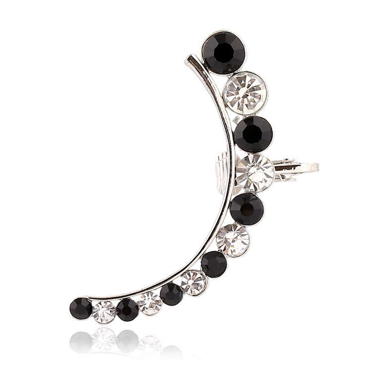 1pc Black White Crystal Rhinestone Ear Cuff Earring Women Jewelry